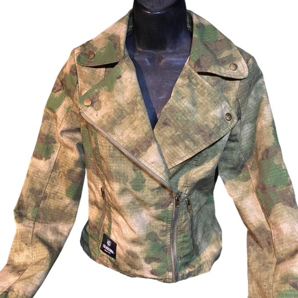 Crooks & Castles Womens Camo Biker Jacket Small - Picture 1 of 4
